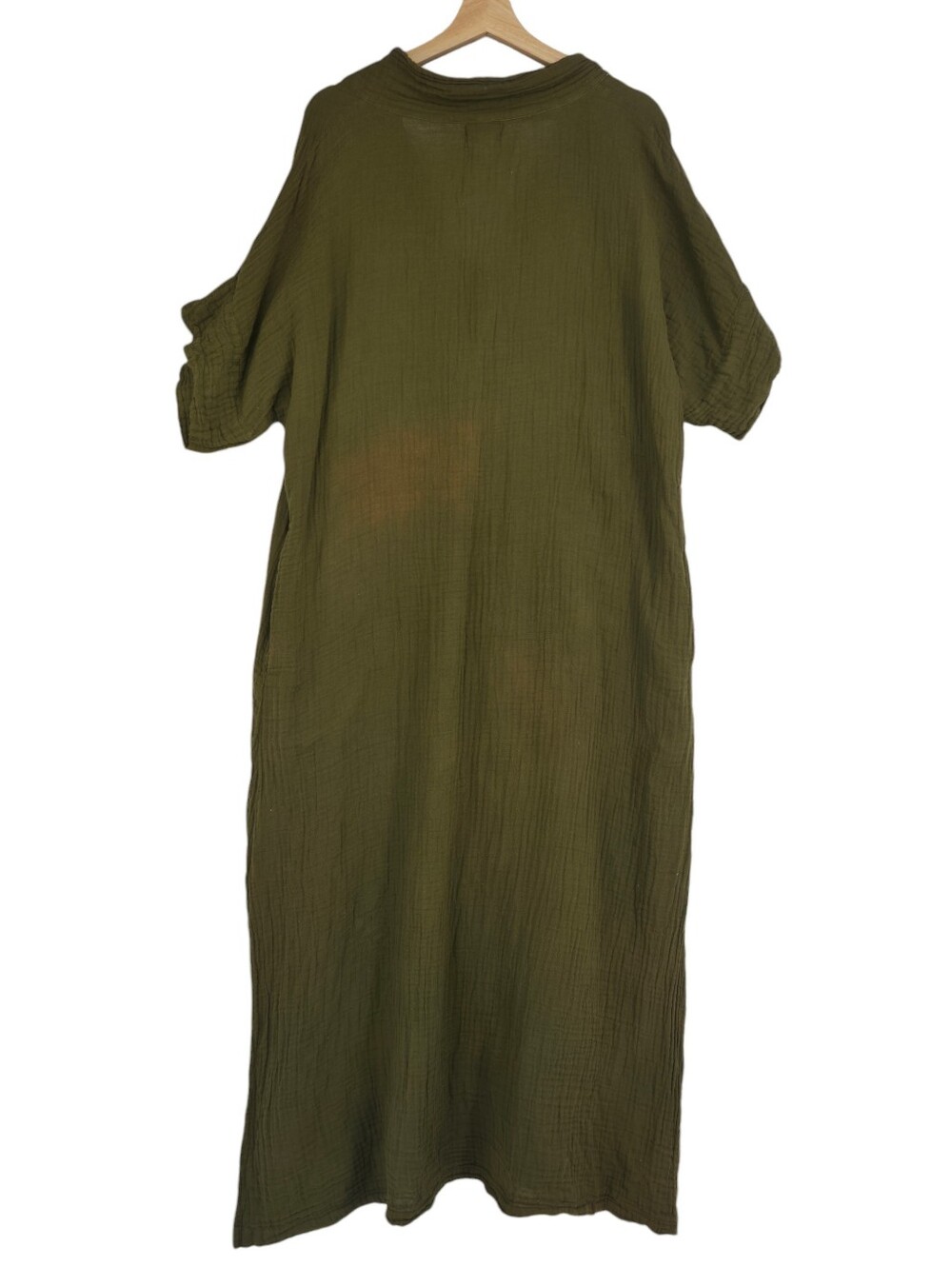 Honest Cotton Tulum Olive Cotton Gauze Handmade Oversized Maxi Dress - Picture 9 of 15